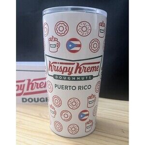 Krispy Kreme Doughnuts Coffee Puerto Rico Tumbler Cup Travel White New